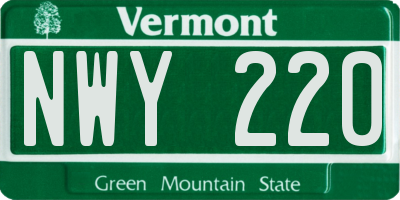 VT license plate NWY220