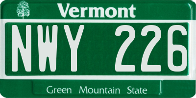 VT license plate NWY226