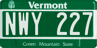 VT license plate NWY227