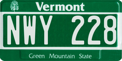 VT license plate NWY228
