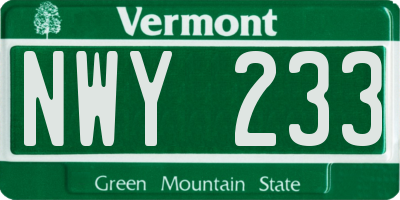 VT license plate NWY233
