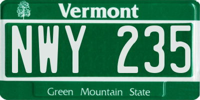 VT license plate NWY235