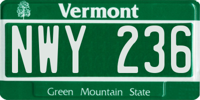 VT license plate NWY236