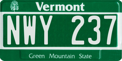 VT license plate NWY237