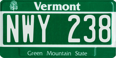 VT license plate NWY238