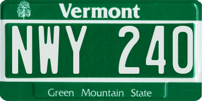 VT license plate NWY240