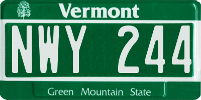 VT license plate NWY244