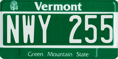 VT license plate NWY255