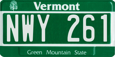 VT license plate NWY261