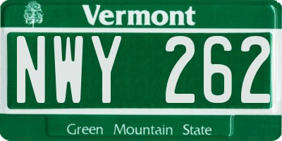 VT license plate NWY262