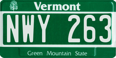 VT license plate NWY263