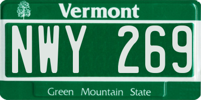 VT license plate NWY269