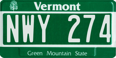 VT license plate NWY274