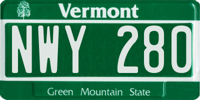VT license plate NWY280