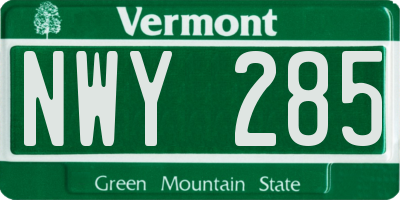 VT license plate NWY285