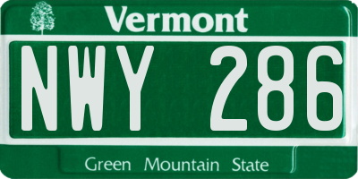 VT license plate NWY286