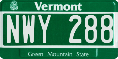 VT license plate NWY288