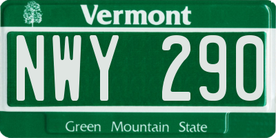 VT license plate NWY290