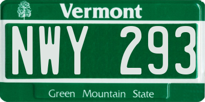 VT license plate NWY293
