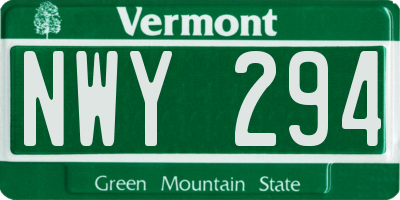 VT license plate NWY294
