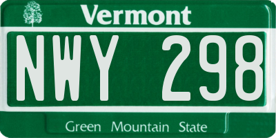 VT license plate NWY298