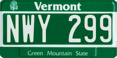 VT license plate NWY299