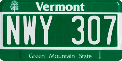 VT license plate NWY307