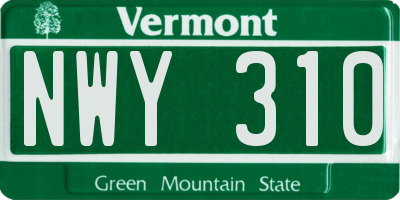 VT license plate NWY310