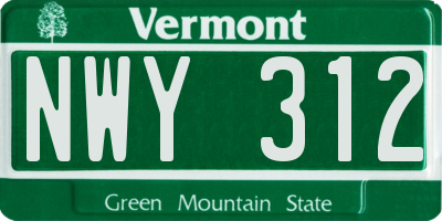 VT license plate NWY312