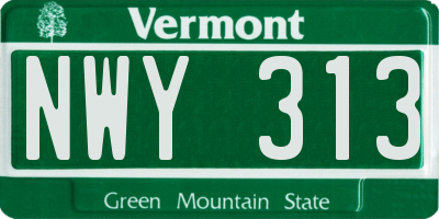 VT license plate NWY313