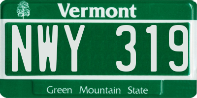 VT license plate NWY319