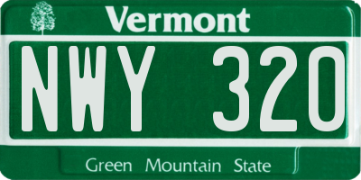 VT license plate NWY320
