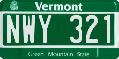 VT license plate NWY321