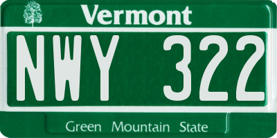 VT license plate NWY322