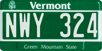 VT license plate NWY324