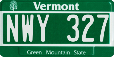 VT license plate NWY327
