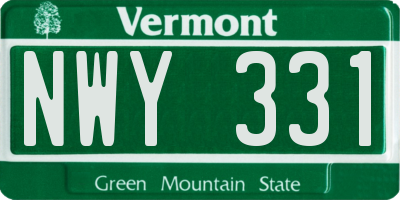 VT license plate NWY331