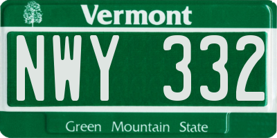 VT license plate NWY332