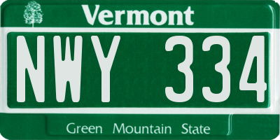 VT license plate NWY334