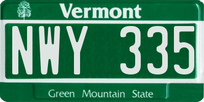 VT license plate NWY335