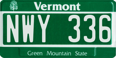 VT license plate NWY336