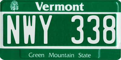 VT license plate NWY338