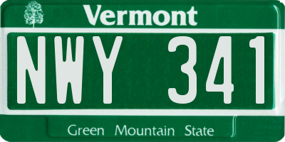 VT license plate NWY341