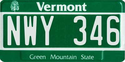 VT license plate NWY346