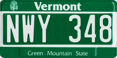 VT license plate NWY348