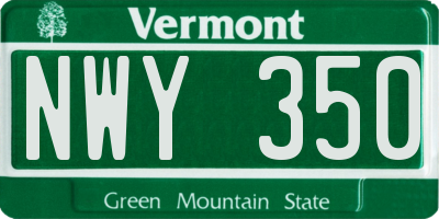 VT license plate NWY350