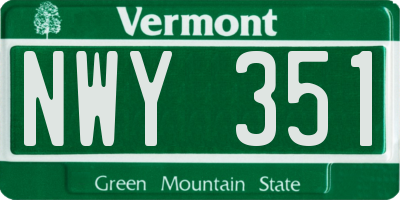 VT license plate NWY351
