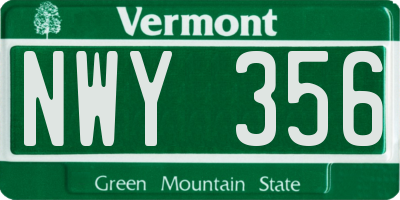 VT license plate NWY356