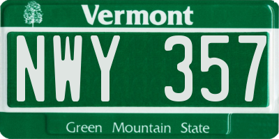 VT license plate NWY357