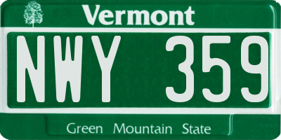 VT license plate NWY359
